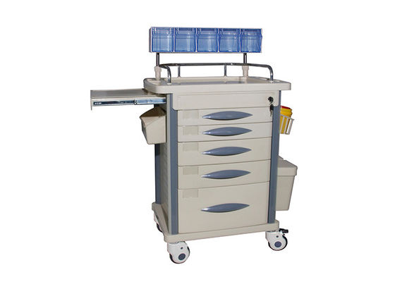 Chariots médicaux anesthésiques avec les tiroirs supérieurs en plastique du panneau 2