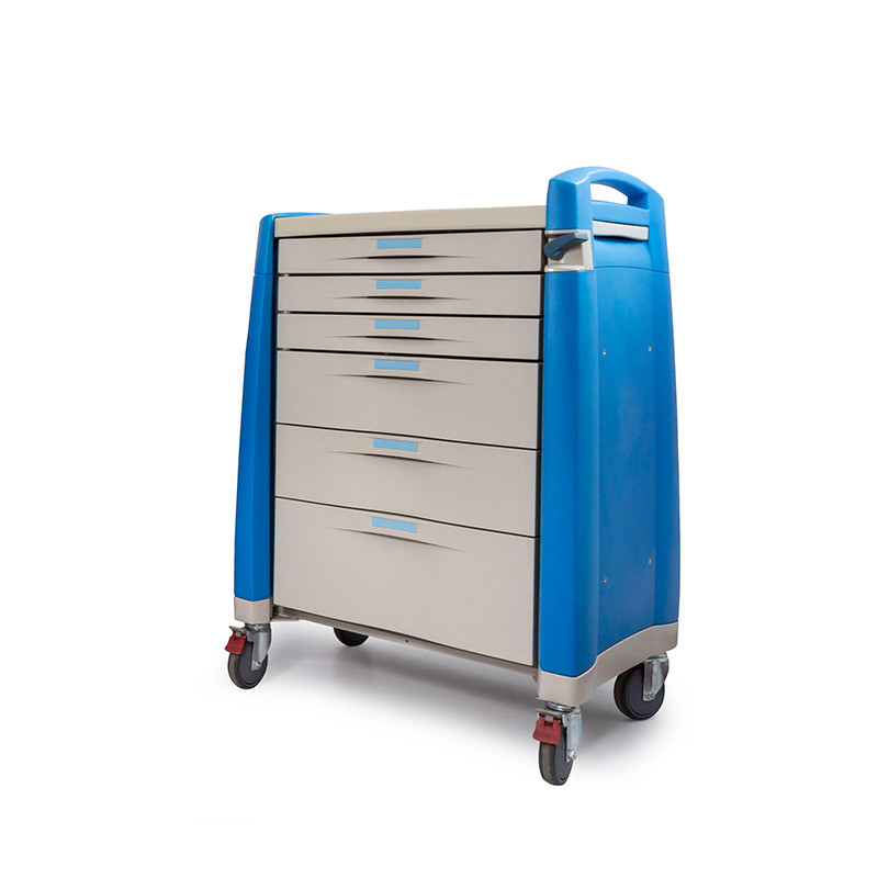 Chariot de chariot à médecine utilitaire ABS à verrouillage automatique à 5 tiroirs