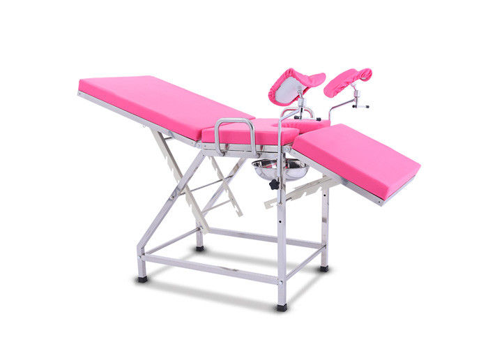 Tableaux gynécologiques d'examen médical d'acier inoxydable, chaise portative rose d'examen