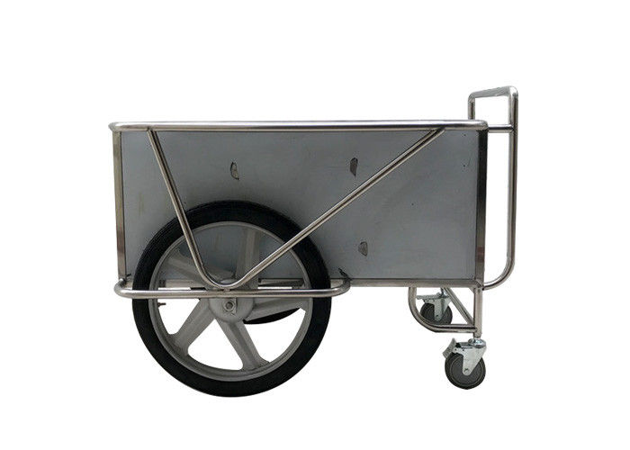 Chariot médical à drogues d'acier inoxydable avec deux grandes roues/deux petites roulettes
