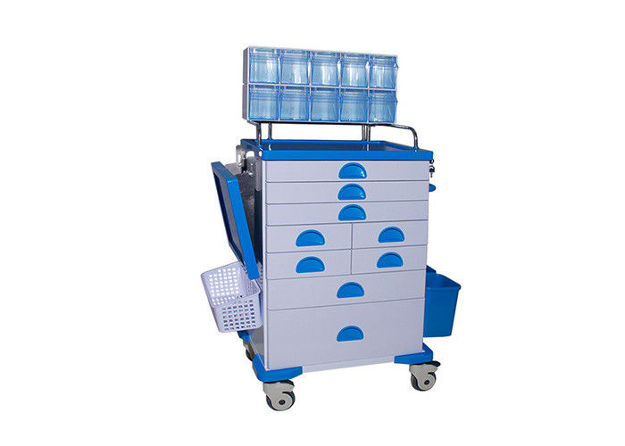 Chariot médical durable de structure métallique multi - conteneurs de poubelle pour l'anesthésie